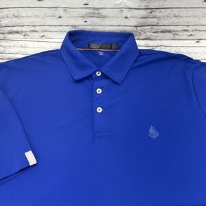 RLX Ralph Lauren Polo Shirt Men XL Blue Performance Golf Stretch Wicking CC Logo